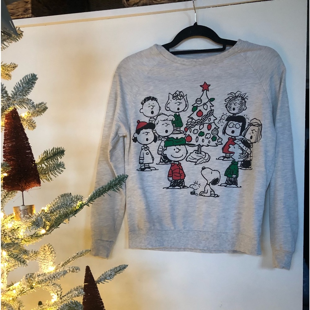 Peanuts Christmas sweatshirt.  Like new.  Grey. XS.  Mighty Fine. Chest …